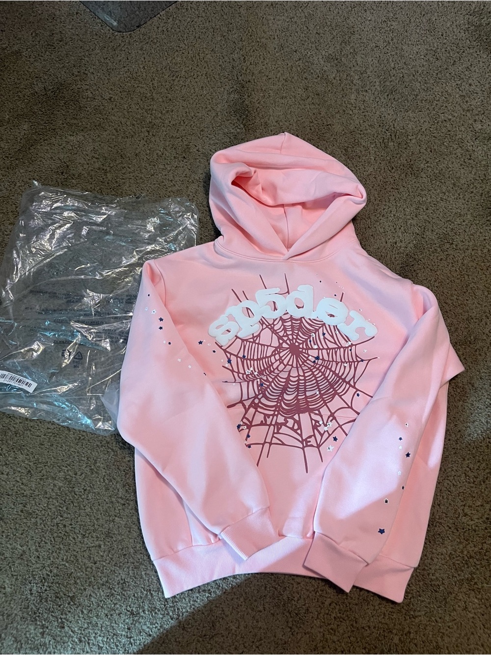 Pink Spiderweb Graphic Hoodie Sweatshirt